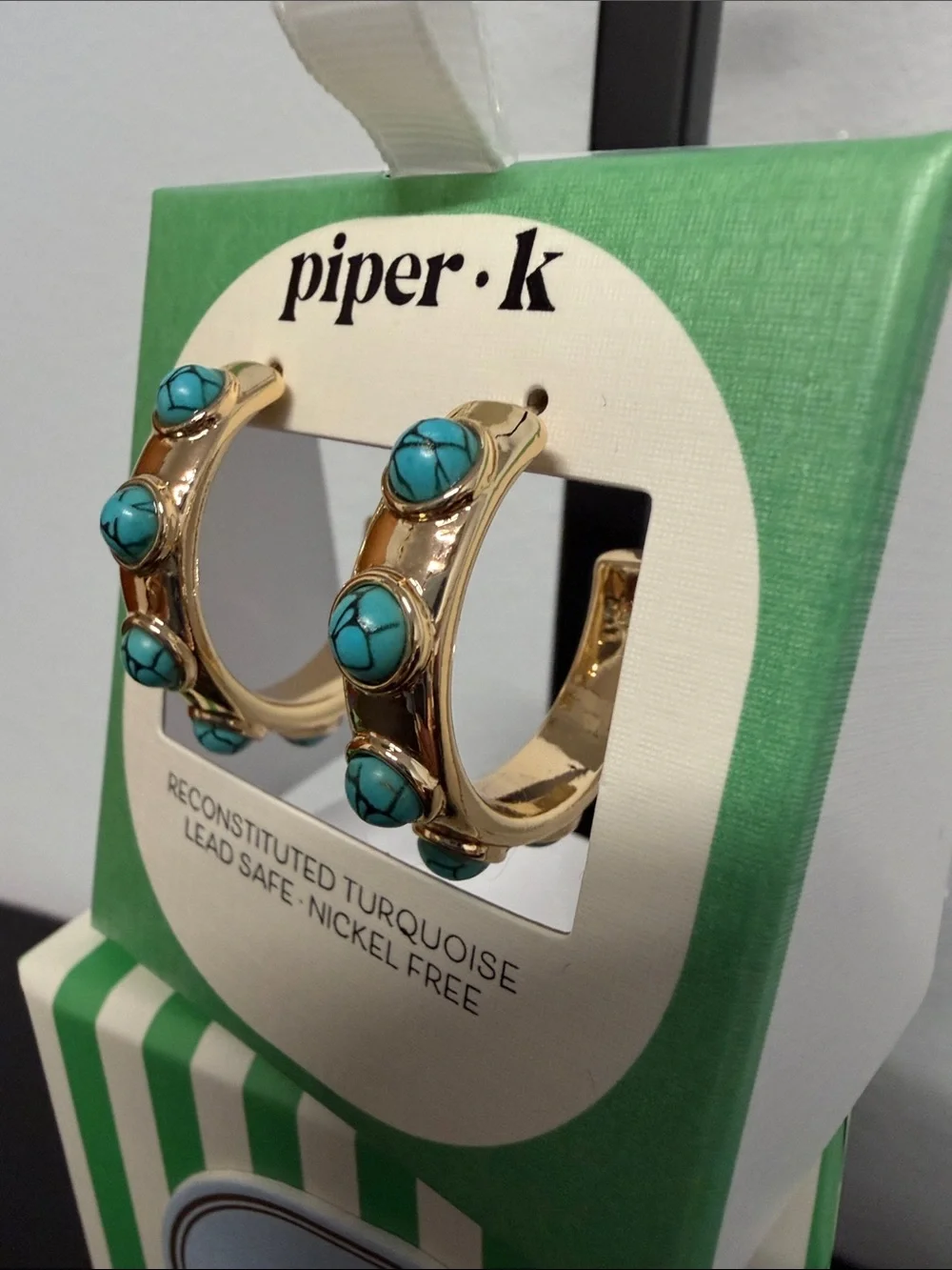 Piper K | Reconstituted Turquoise Gold Hoop Earrings Coastal Cowgirl Vibe